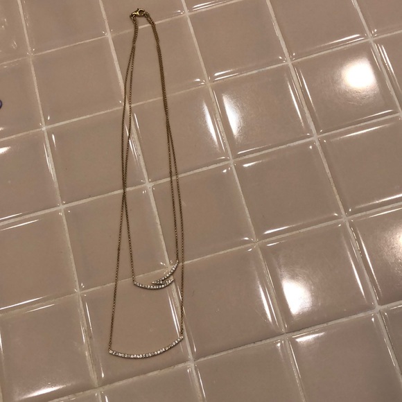 14kt gold one carat diamond necklace double chain - Picture 2 of 4